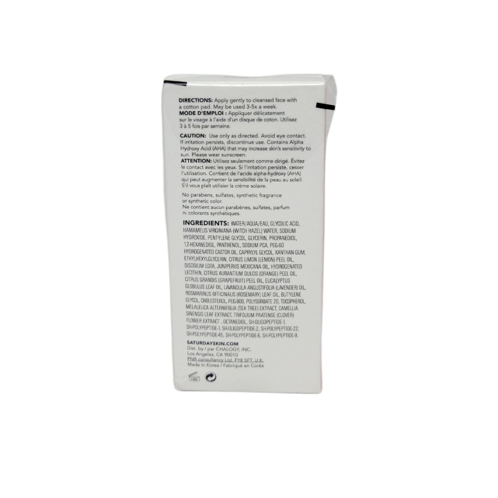 Brand New Saturday Skin Pore Clarifying Toner 10% Glycolic Acid 4.22 Fl. Oz. - Picture 3 of 5